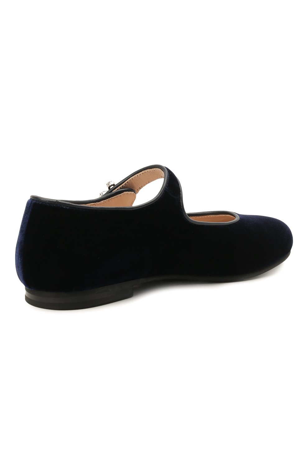 Бархатные балетки IL GUFO синего цвета по цене 22450 руб., арт. G285/VELLUT0 ACC0PP/27-30, фото 3 Бархатные балетки IL GUFO, арт. G285/VELLUT0 ACC0PP/27-30, фото 3