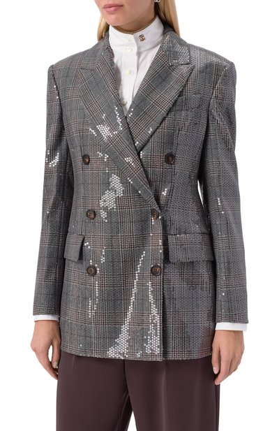 Шерстяной жакет BRUNELLO CUCINELLI серого цвета по цене 1040000 руб., арт. MB1637544, фото 3 Шерстяной жакет BRUNELLO CUCINELLI, арт. MB1637544, фото 3