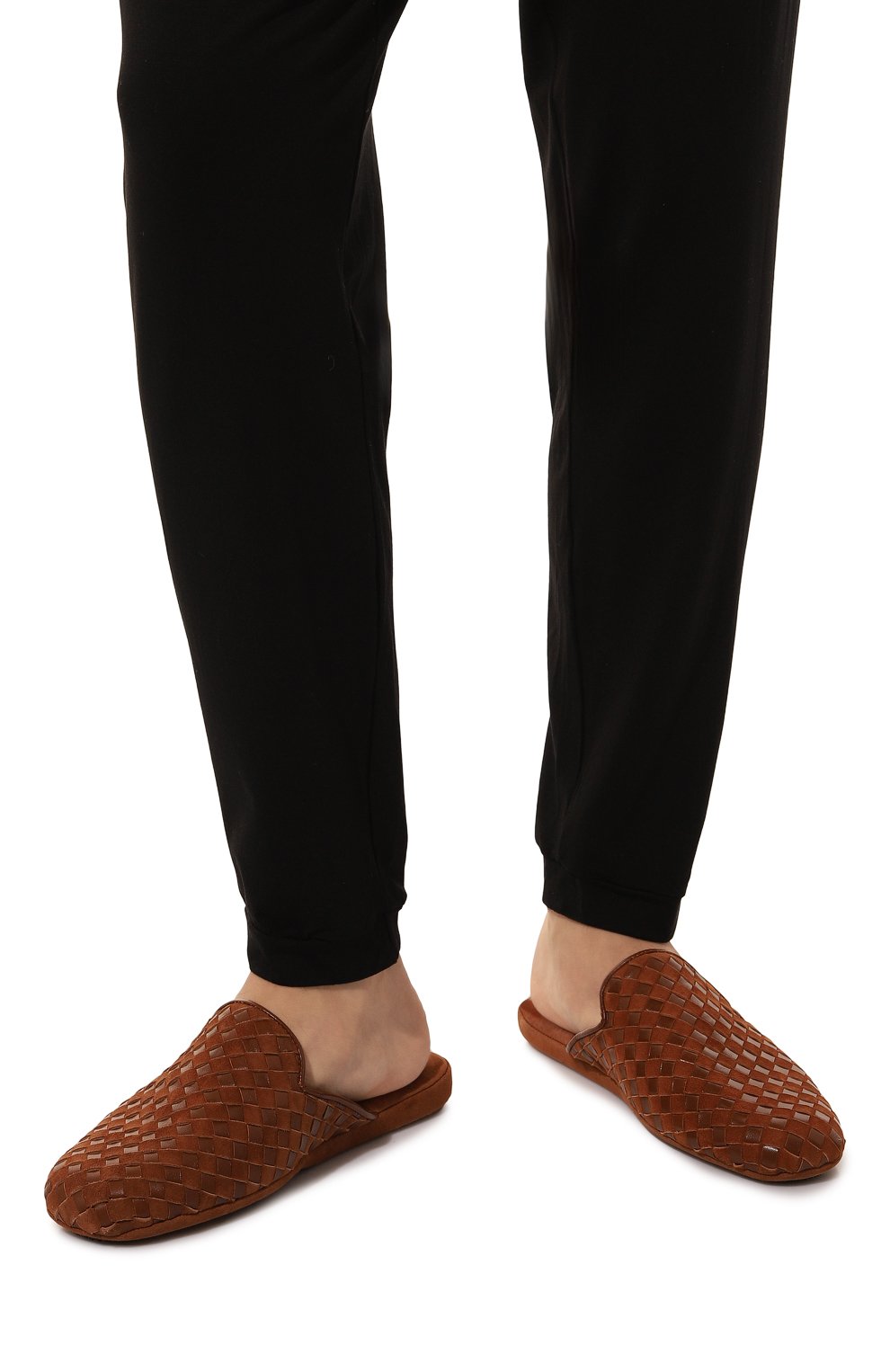 Замшевые домашние туфли HOMERS AT HOME коричневого цвета по цене 19750 руб., арт. 16097/NAPPA+SUEDE, фото 3 Замшевые домашние туфли HOMERS AT HOME, арт. 16097/NAPPA+SUEDE, фото 3