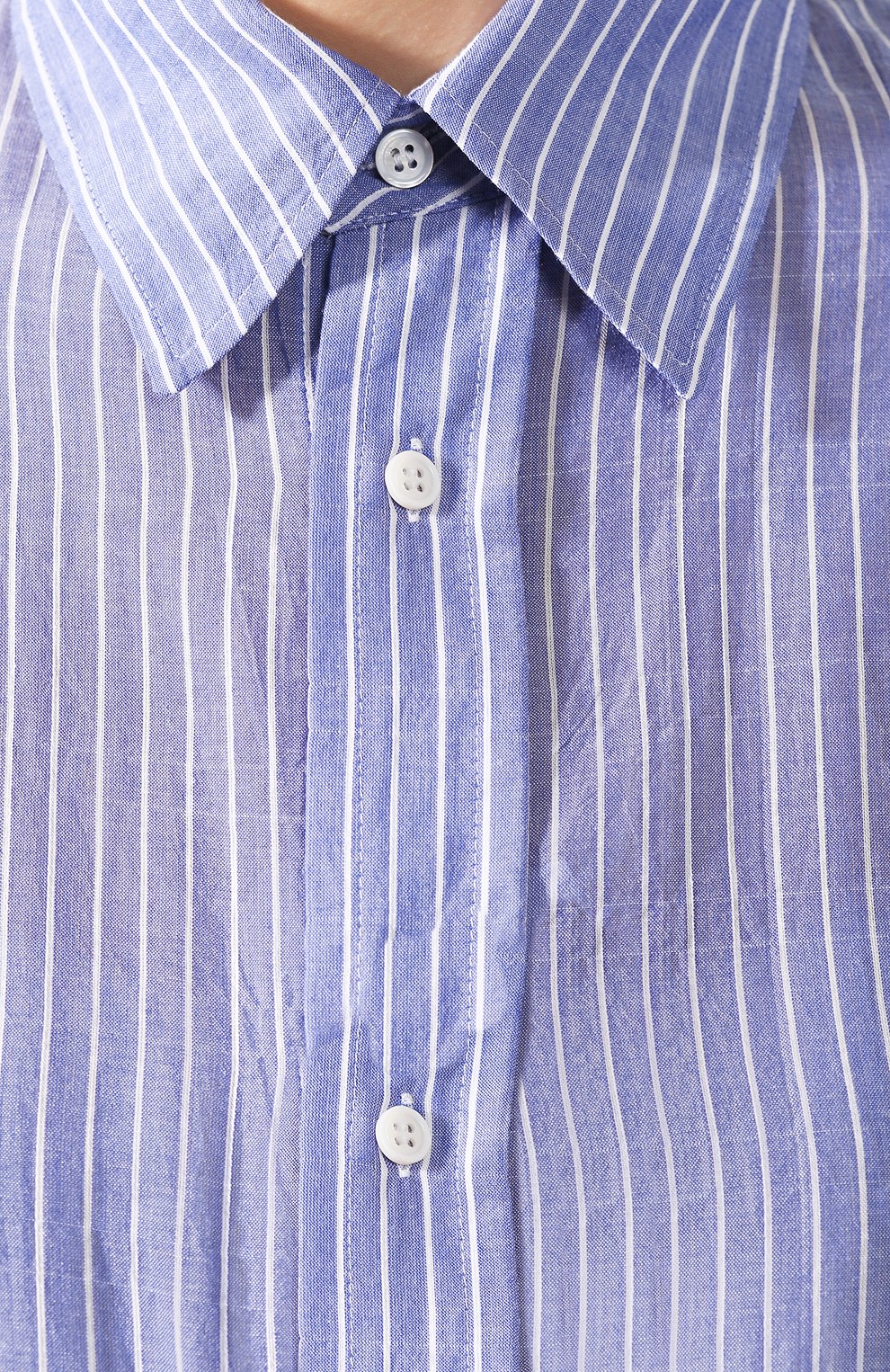 Рубашка в полоску YOHJI YAMAMOTO синего цвета по цене 73500 руб., арт. FS-D53-004, фото 5 Рубашка в полоску YOHJI YAMAMOTO, арт. FS-D53-004, фото 5