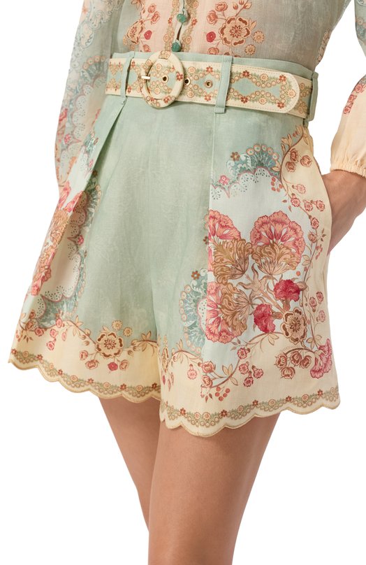 Льняные шорты Zimmermann 4558ARS263 Зелёный  4558ARS263 Фото 5