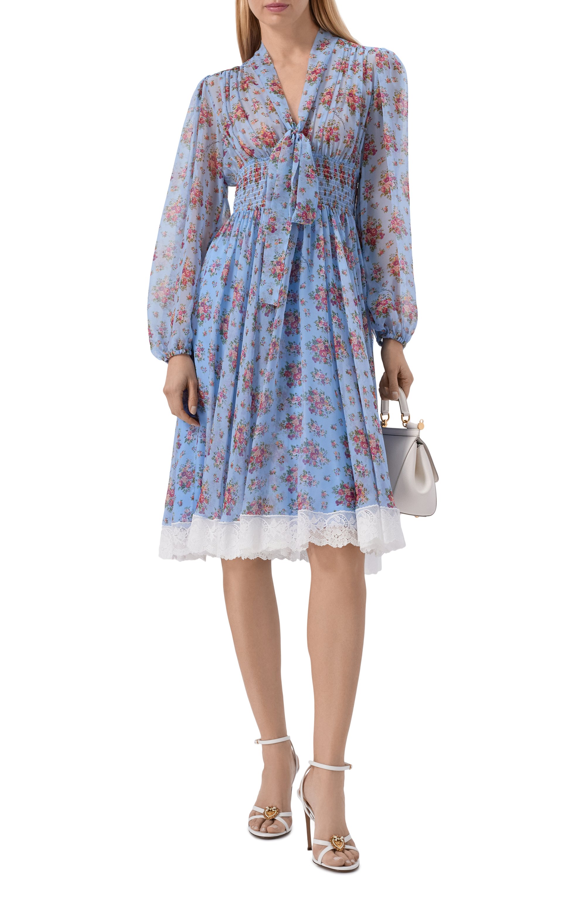 Платье из шелка и хлопка DOLCE & GABBANA, арт. F611ZT/IS10F, фото 2