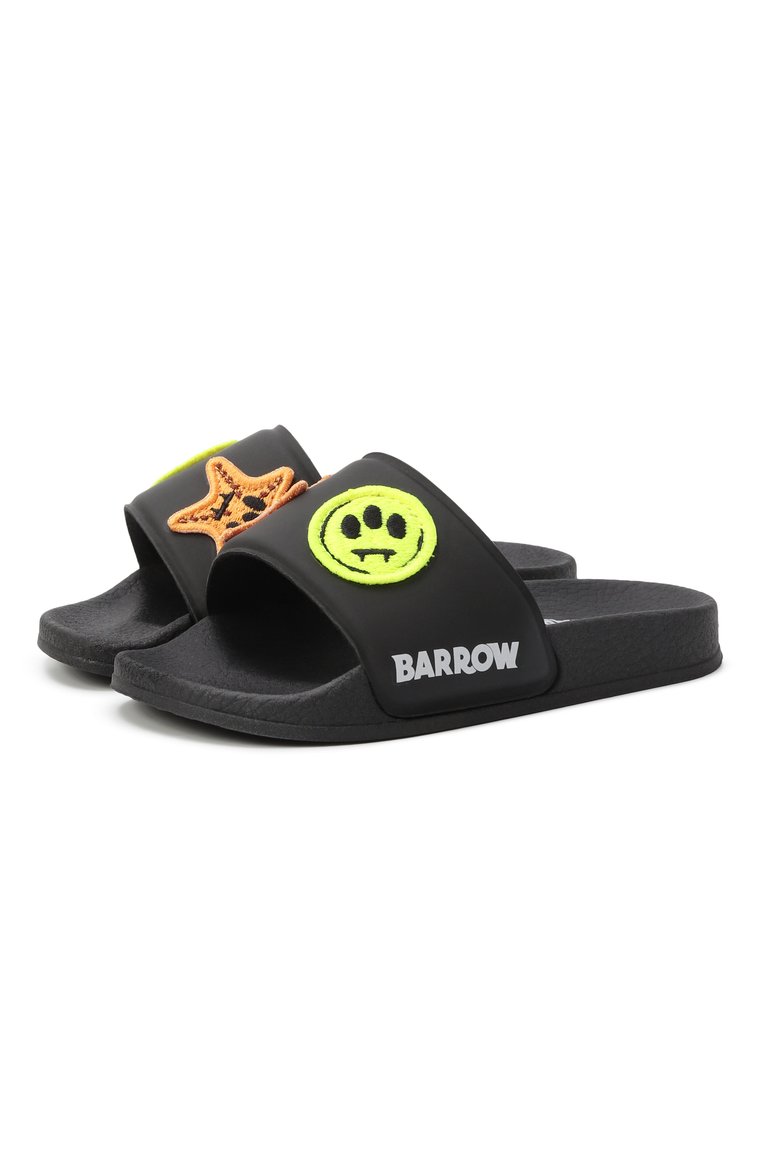 Детские шлепанцы BARROW черного цвета, арт. 80368/24-27 | Фото 1 (Материал внутренний: Текстиль, Резина; Материал внешний: Резина, Пластик; Нос: Не проставлено)
