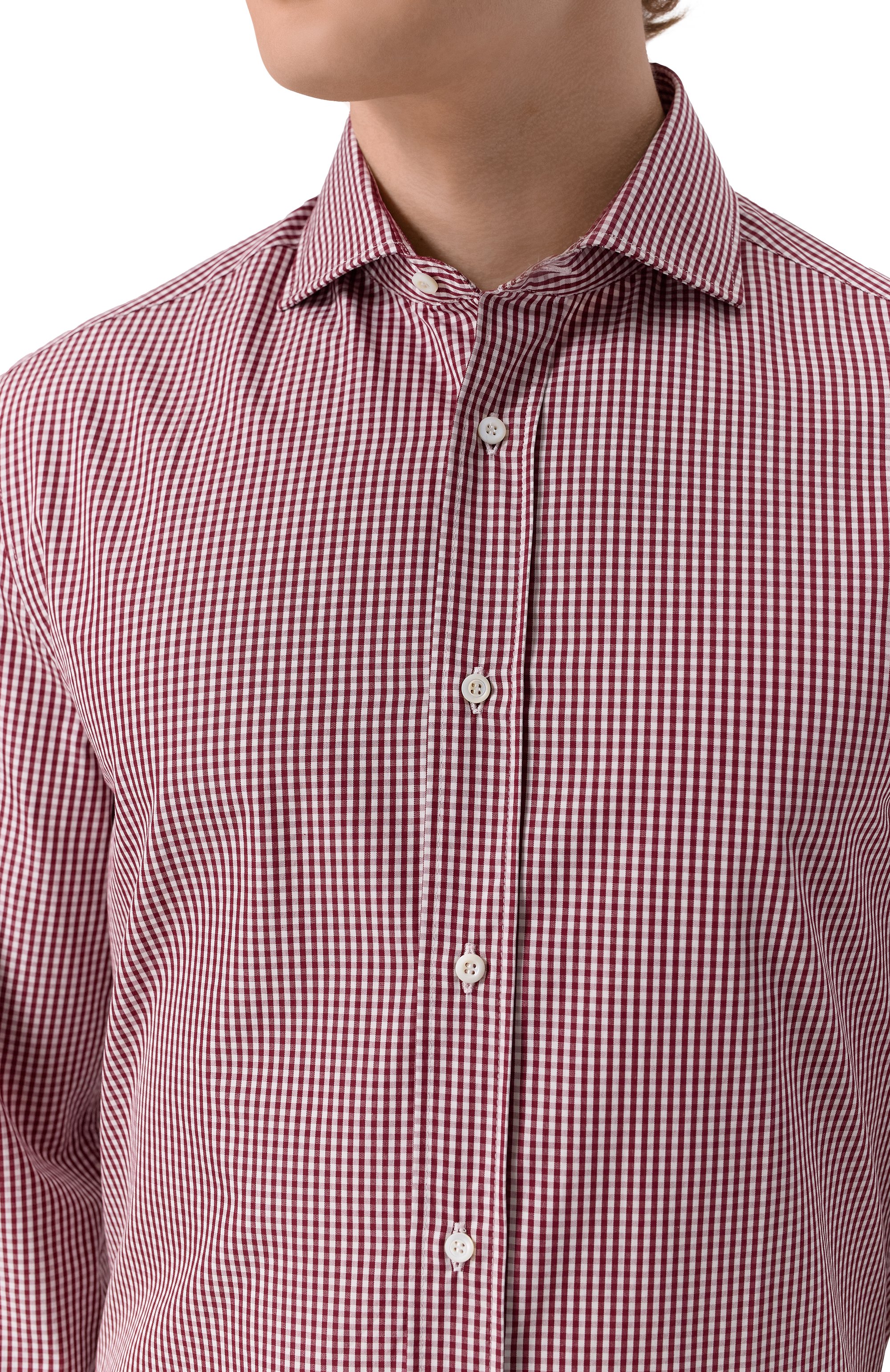 Хлопковая рубашка BRUNELLO CUCINELLI бордового цвета по цене 89950 руб., арт. MY6451718, фото 5 Хлопковая рубашка BRUNELLO CUCINELLI, арт. MY6451718, фото 5