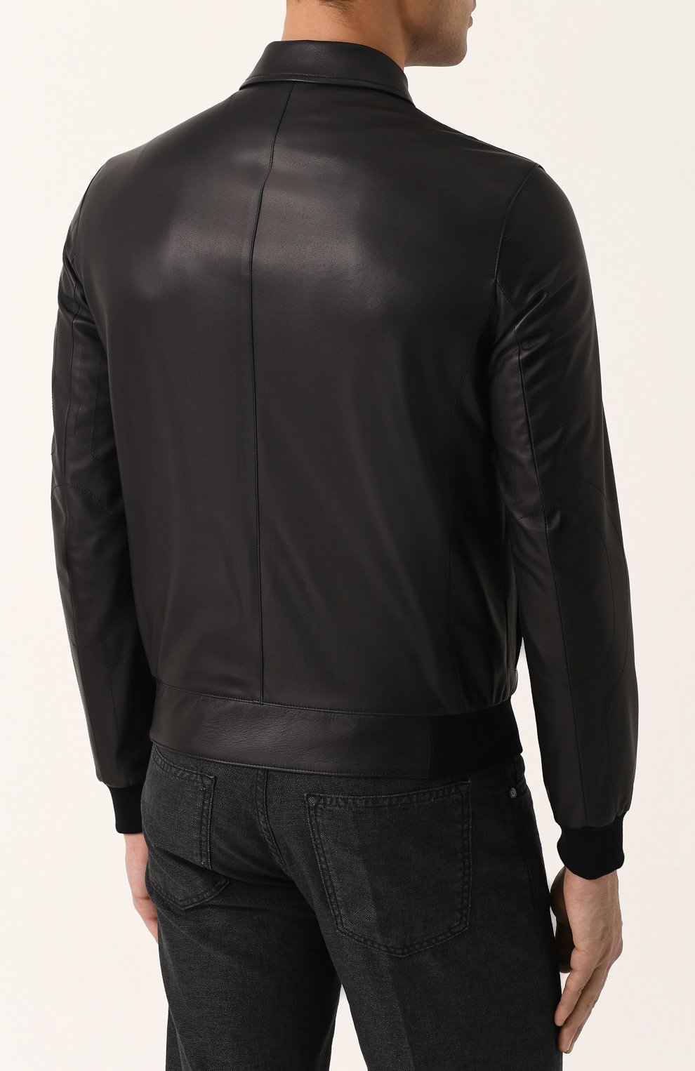 Кожаный бомбер на молнии с отложным воротником KITON, арт. UW0396V08P2724000, фото 4