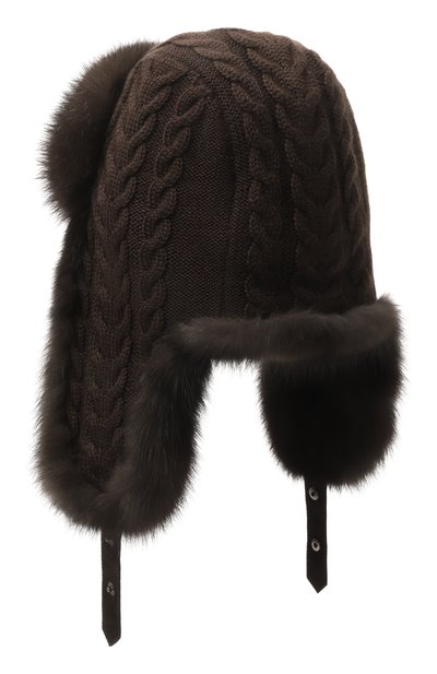 Кашемировая шапка-ушанка с мехом соболя BLACK SABLE, арт. BS-FHK-EB, фото 2