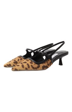 Женские кожаные туфли didi 45 JIMMY CHOO леопардового цвета, арт. DIDI 45/BXR | Фото 1 (Материал внутренний: Натуральная кожа; Подошва: Плоская; Каблук высота: Средний; Материал внешний: Натуральная кожа; Материал сплава: Проставлено; Драгоценные камни: Проставлено; Женское Кросс-КТ: Слингбэки; Каблук тип: Шпилька)