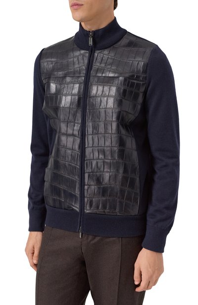 Кардиган с отделкой из кожи крокодила ZILLI, арт. KZMC01M0340VCRB00, фото 3