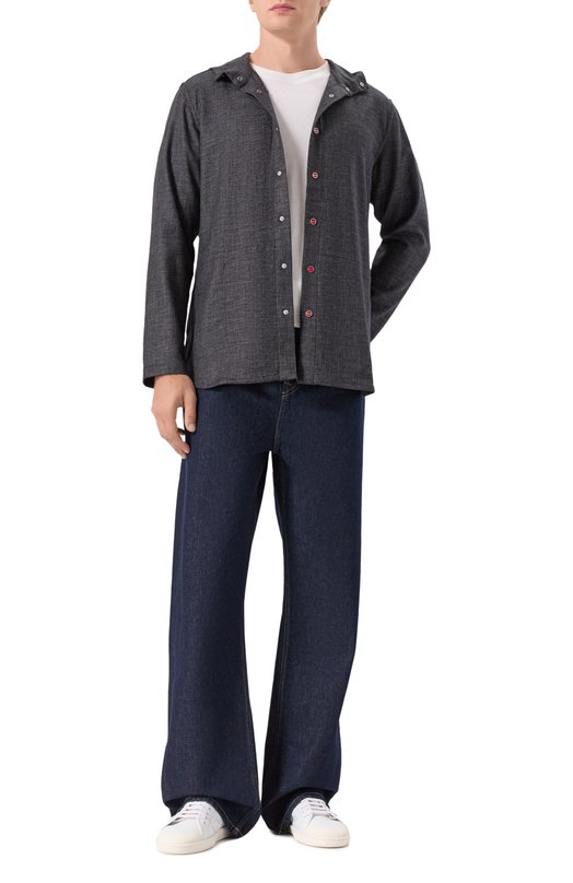Рубашка из шерсти и шелка Kiton UMCPETEK0119G02 Серый  UMCPETEK0119G02 Фото 2