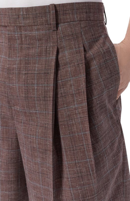 Шорты из шерсти и льна Jil Sander J22KA0344/J40297 Коричневый  J22KA0344/J40297 Фото 5