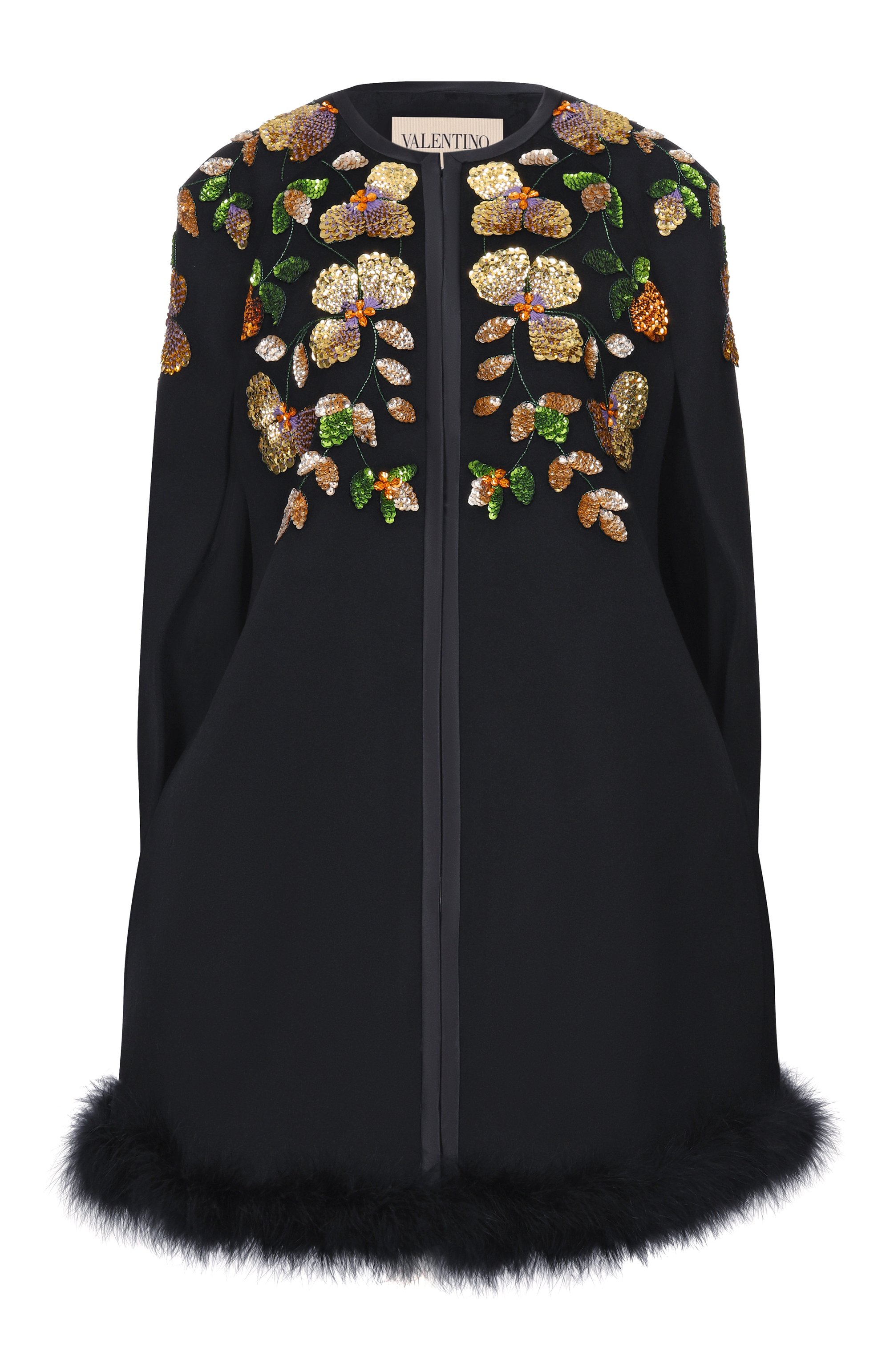 Кейп из шерсти и кашемира VALENTINO черного цвета по цене 1170000 руб., арт. 8B3CG4Y5/6JA, фото 1 Кейп из шерсти и кашемира VALENTINO, арт. 8B3CG4Y5/6JA, фото 1