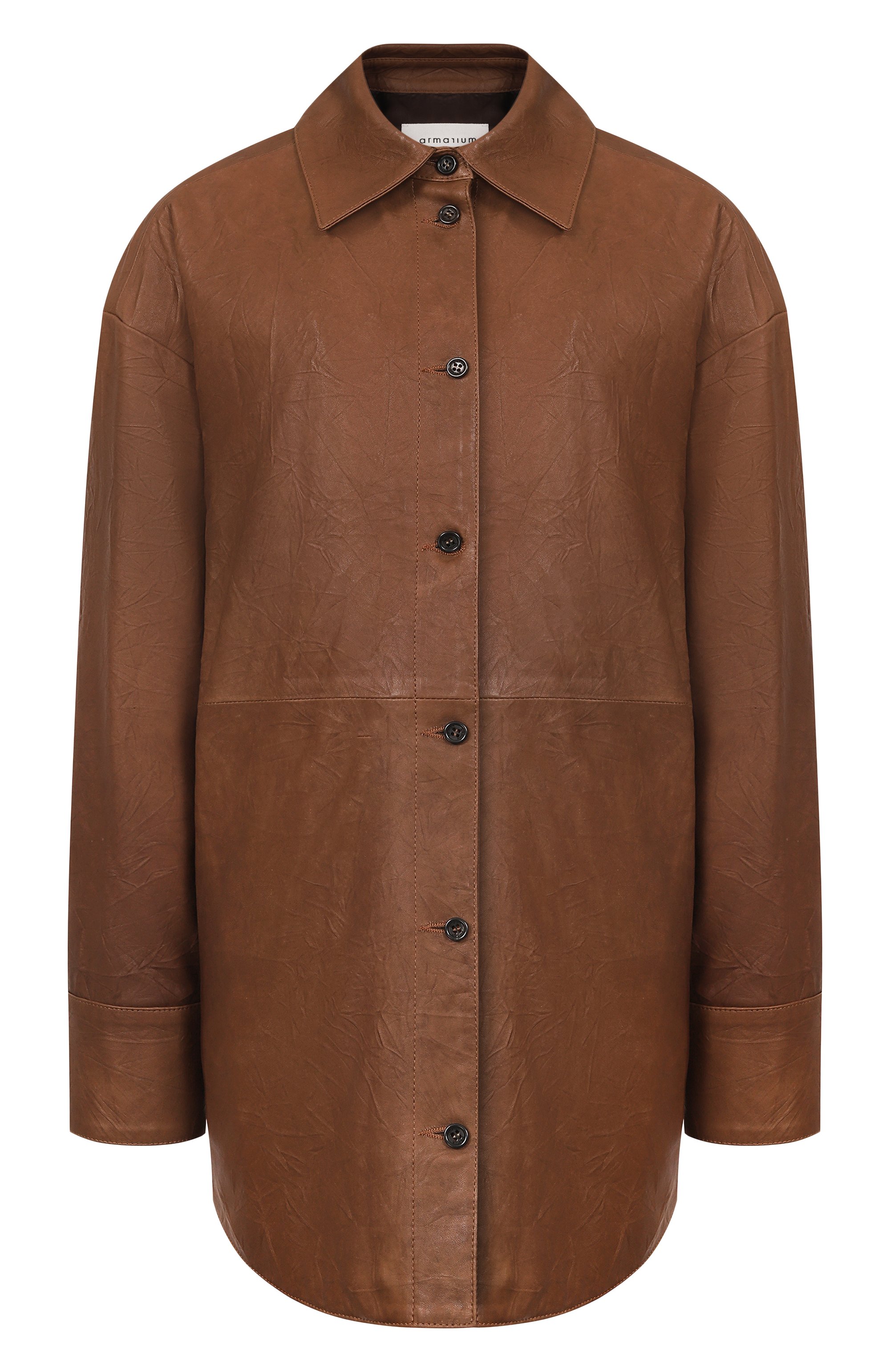 Кожаная рубашка ARMARIUM коричневого цвета по цене 334000 руб., арт. ARMFWSH04/LE09, фото 1 Кожаная рубашка ARMARIUM, арт. ARMFWSH04/LE09, фото 1