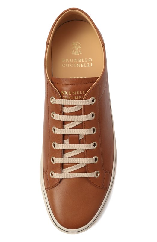 Кожаные кеды Brunello Cucinelli MZUSASP341 Коричневый  MZUSASP341 Фото 6