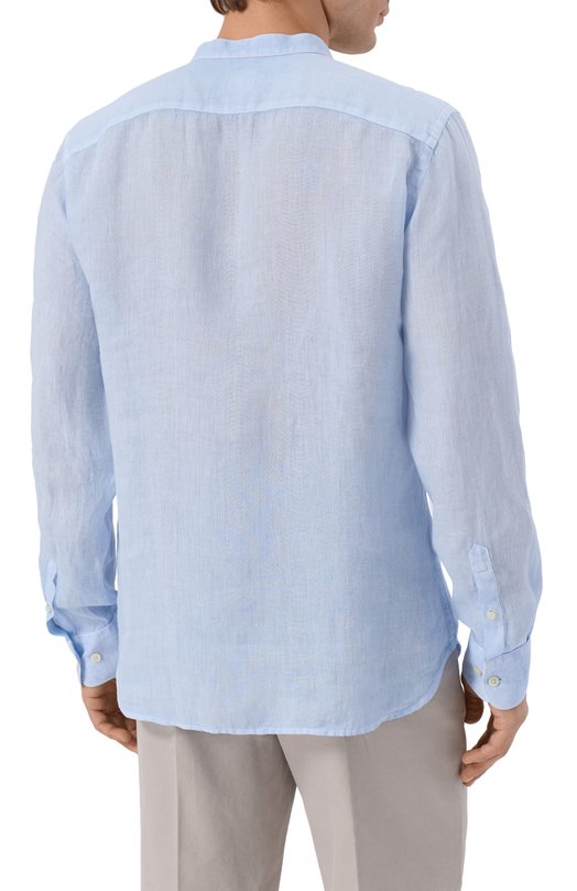 Льняная рубашка 120% Lino 33ALIM1159/0115/S00 Голубой  33ALIM1159/0115/S00 Фото 4