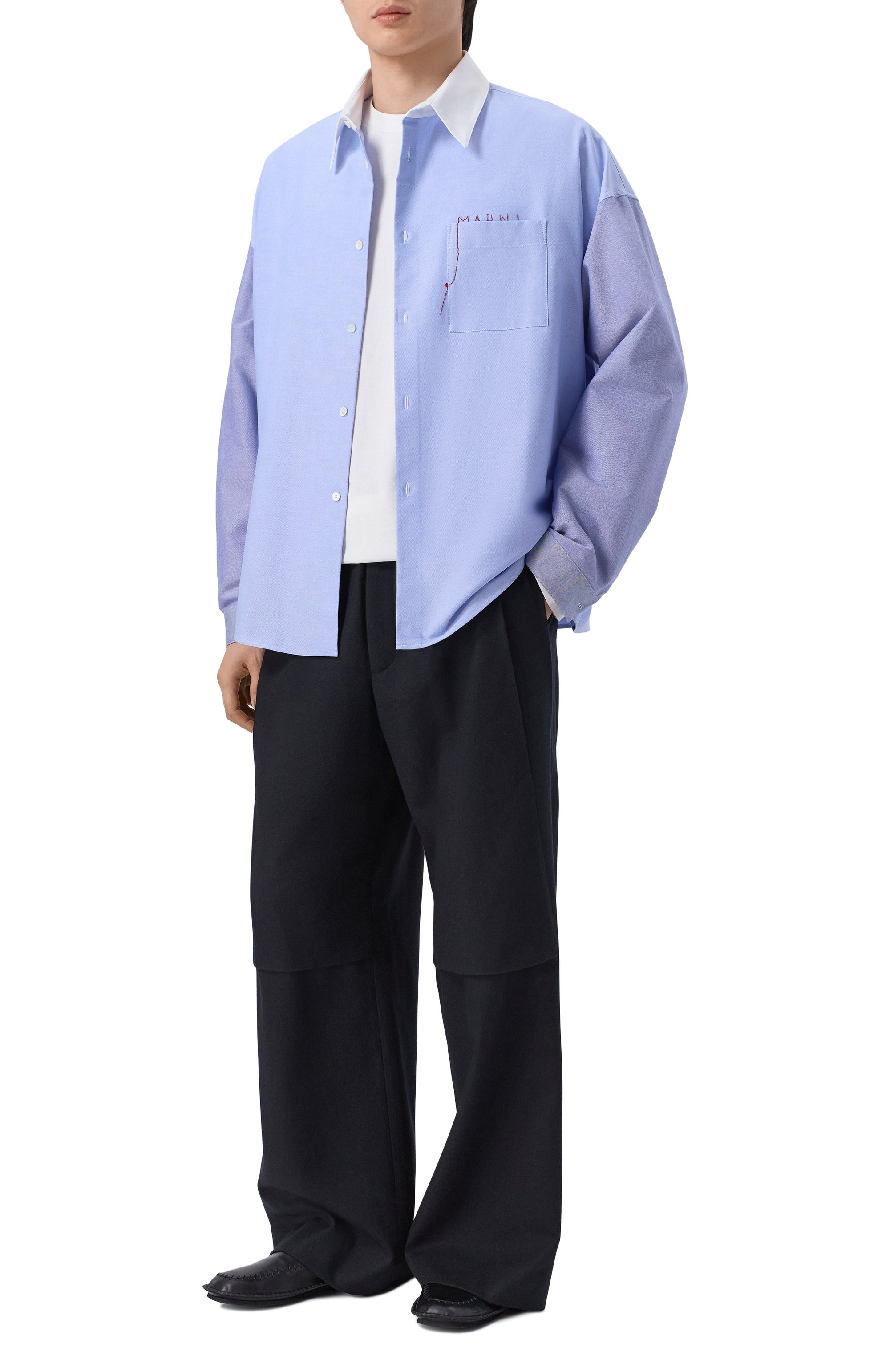 Хлопковая рубашка MARNI голубого цвета по цене 110000 руб., арт. CUMU0061S8/UTC566, фото 2 Хлопковая рубашка MARNI, арт. CUMU0061S8/UTC566, фото 2