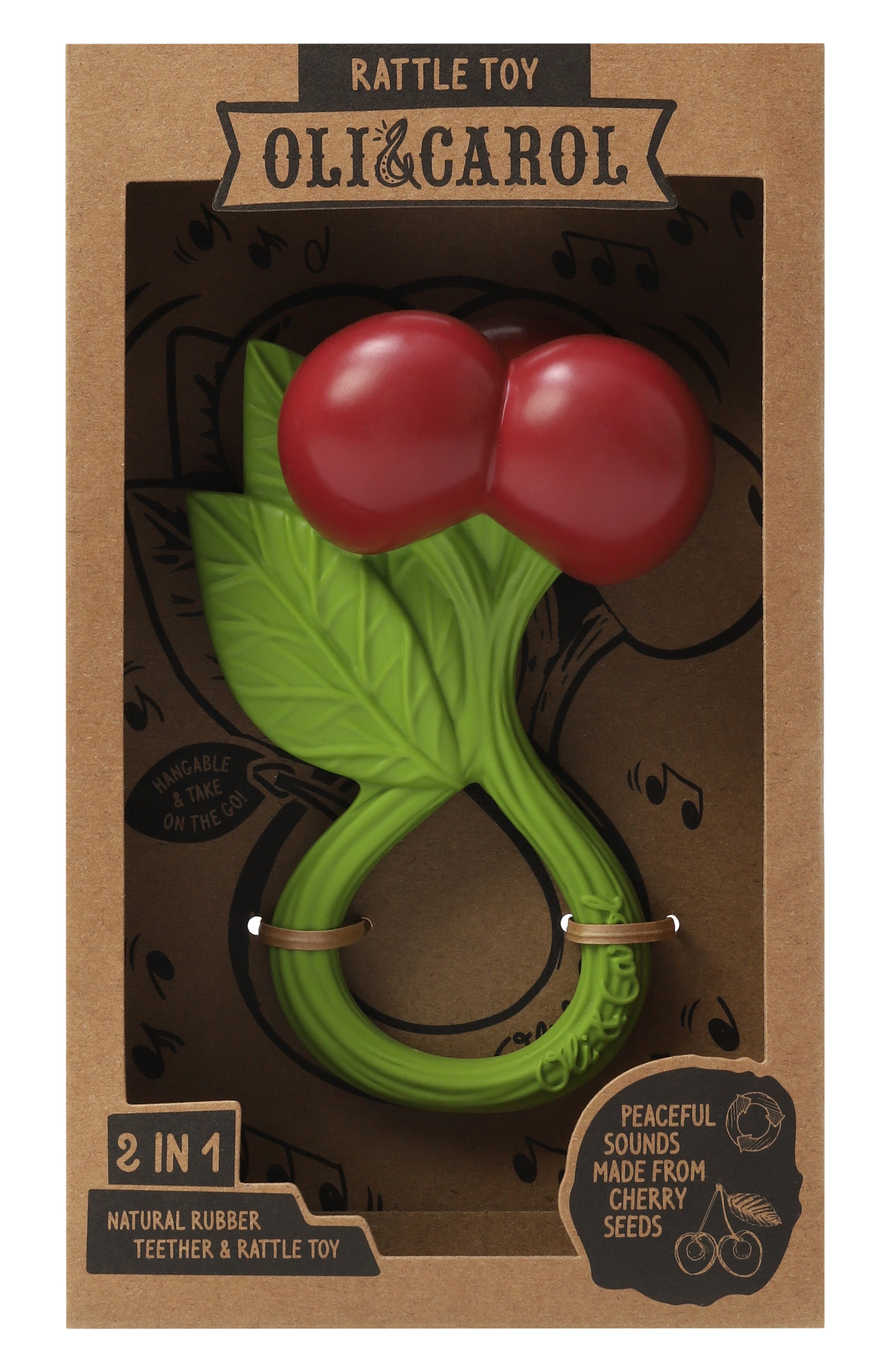 Погремушка-прорезыватель cherry rattle toy OLI&CAROL, арт. L-RATTLE-CHERRY, фото 1