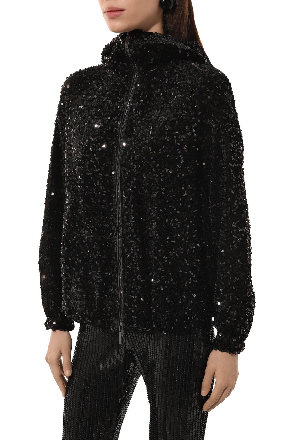 Толстовка с отделкой пайетками EMPORIO ARMANI черного цвета по цене 52250 руб., арт. 6D2B6D/2JRUZ, фото 3 Толстовка с отделкой пайетками EMPORIO ARMANI, арт. 6D2B6D/2JRUZ, фото 3