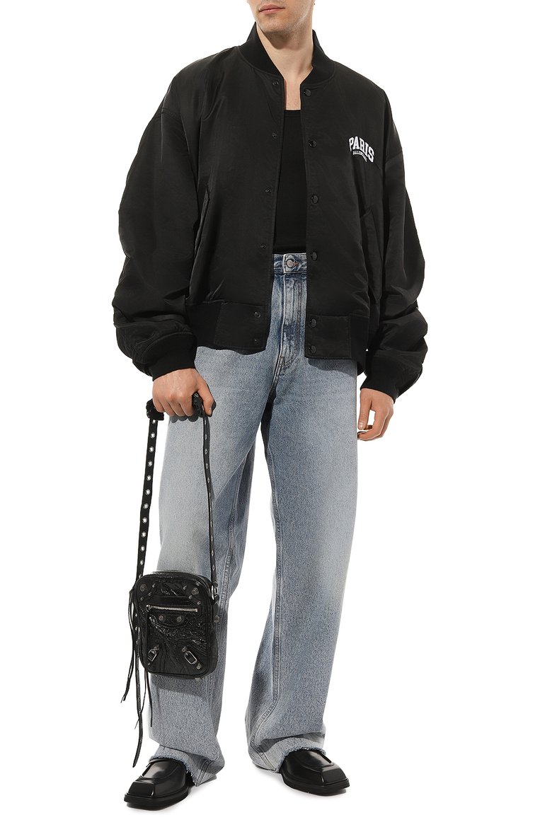 Мужская кожаная сумка le cagole BALENCIAGA черного цвета, арт. 719065/210KR | Фото 8 (Размер: small; Ремень/цепочка: На ремешке; Материал: Натуральная кожа)