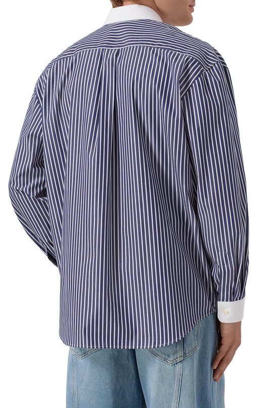 Хлопковая рубашка Sporty and Rich SI019602231ST02 Синий  SI019602231ST02 Фото 4