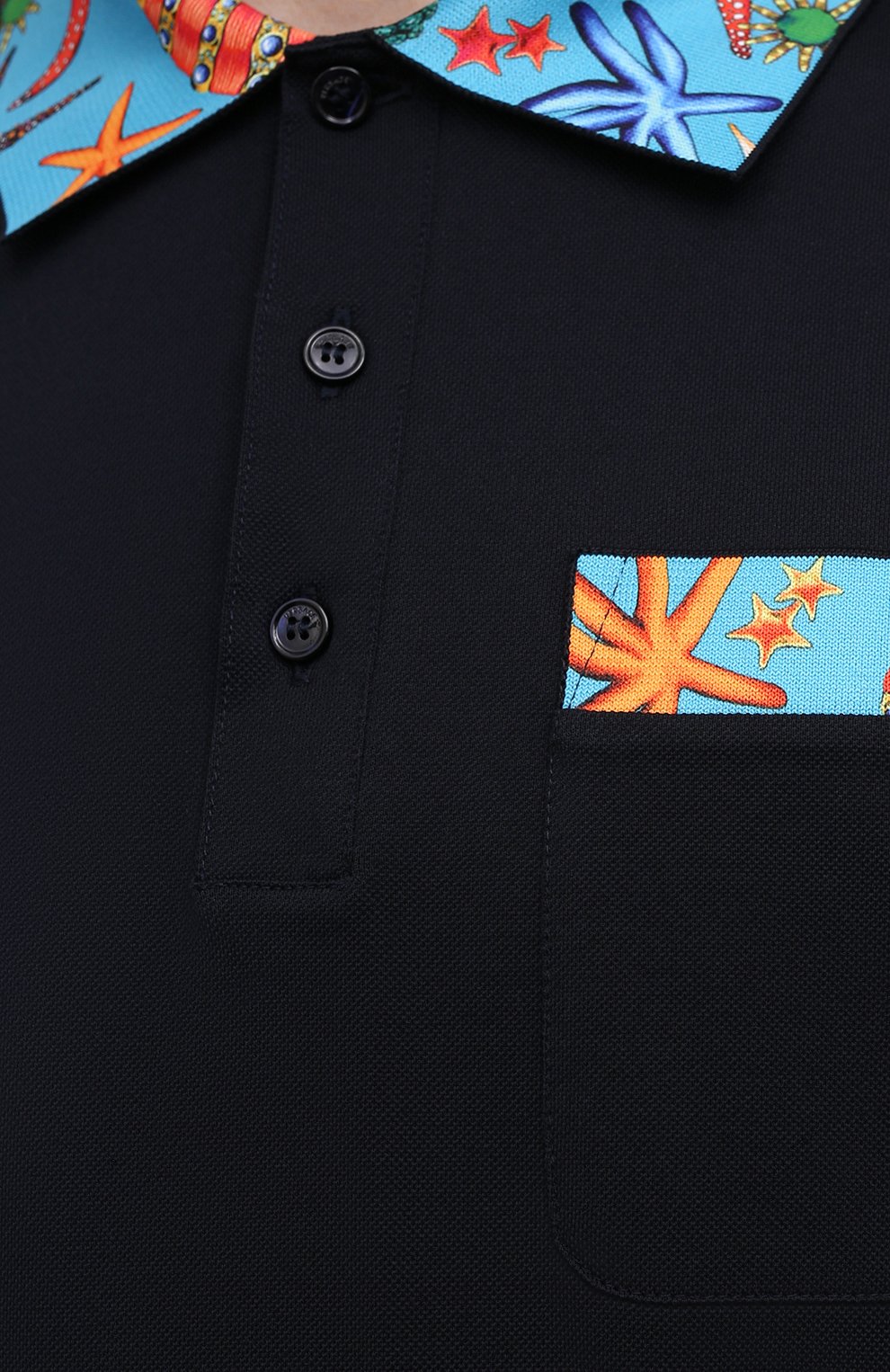 Хлопковое поло VERSACE темно-синего цвета по цене 57000 руб., арт. A89322/A237141, фото 5 Хлопковое поло VERSACE, арт. A89322/A237141, фото 5