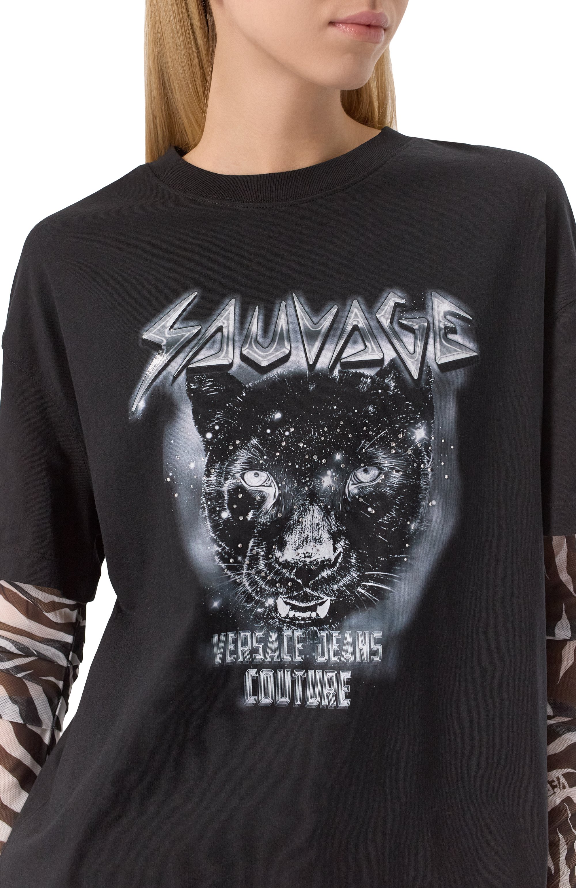 Хлопковый лонгслив VERSACE JEANS COUTURE, арт. 78HAHC04/CJ01C, фото 5