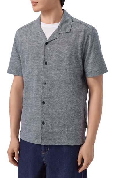 Рубашка изо льна и хлопка BOSS темно-синего цвета по цене 23950 руб., арт. 50559165, фото 3 Рубашка изо льна и хлопка BOSS, арт. 50559165, фото 3