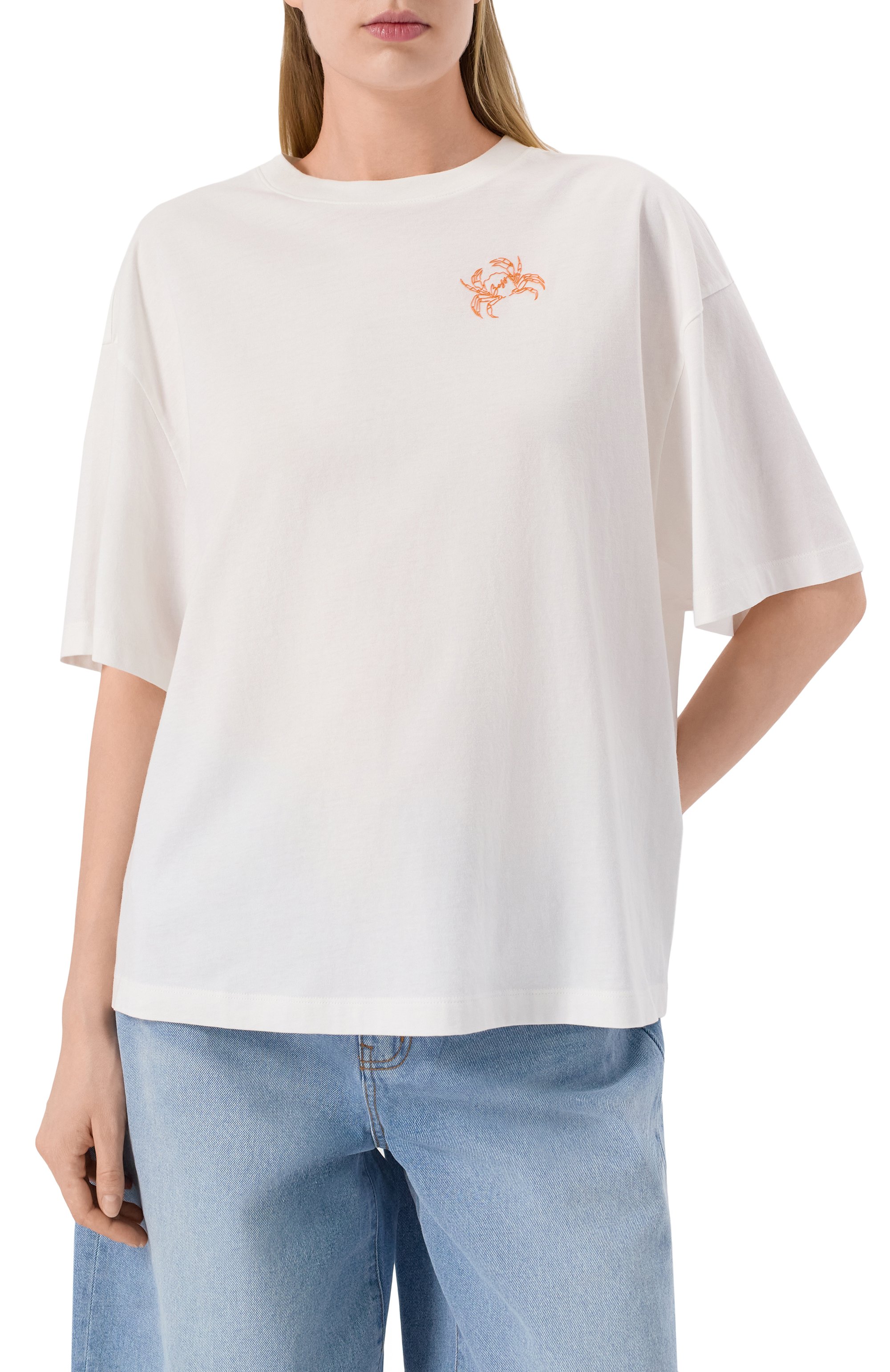 Хлопковая футболка BOSS ORANGE белого цвета по цене 5995 руб., арт. 50540441, фото 3 Хлопковая футболка BOSS ORANGE, арт. 50540441, фото 3