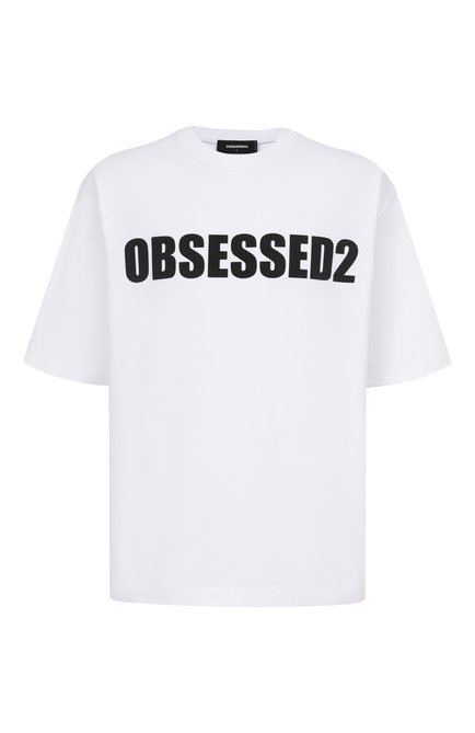 Мужская хлопковая футболка DSQUARED2 белого цвета, арт. S74GD1478/D20033 | Фото 1 (Длина (для топов): Стандартные; Автоматизация ТО: Проставлено; Автоматизация состава: Проставлено; Материал внешний: Хлопок; Рукава: 3/4)