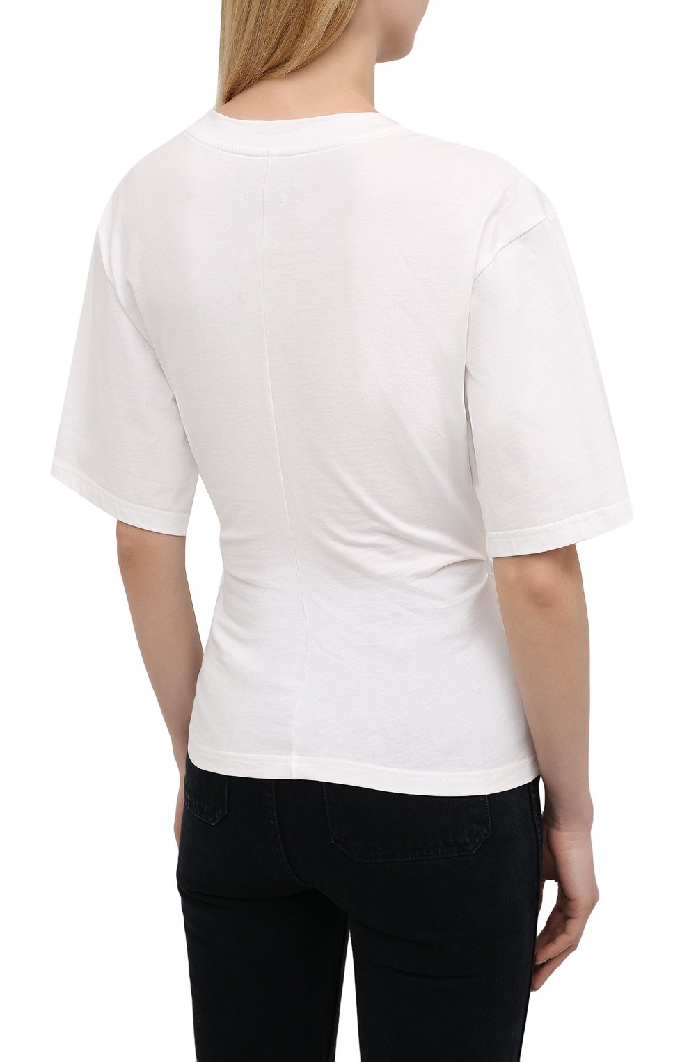 Хлопковая футболка ISABEL MARANT белого цвета по цене 37650 руб., арт. TS0788-21E033I/S0Y0NA, фото 4 Хлопковая футболка ISABEL MARANT, арт. TS0788-21E033I/S0Y0NA, фото 4