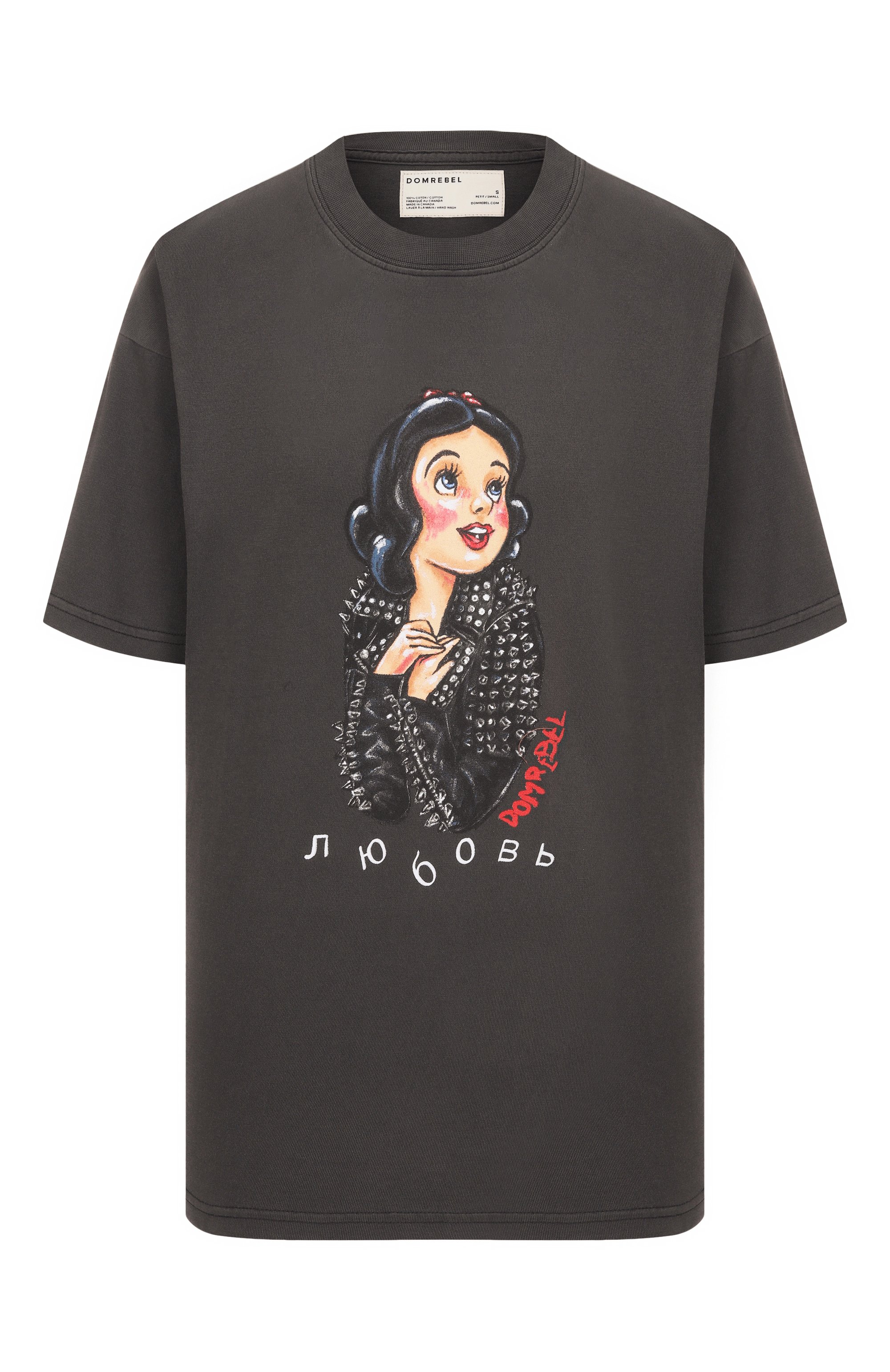 Хлопковая футболка DOMREBEL темно-серого цвета по цене 18600 руб., арт. DREAMING/T-SHIRT, фото 1 Хлопковая футболка DOMREBEL, арт. DREAMING/T-SHIRT, фото 1