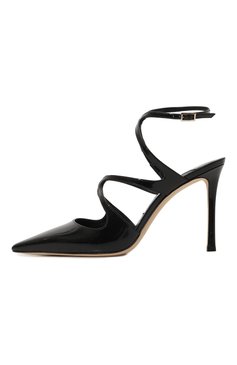 Женские кожаные туфли azia 95 JIMMY CHOO черного цвета, арт. AZIA PUMP 95/PAT | Фото 4 (Подошва: Платформа; Каблук высота: Высокий; Материал внутренний: Натуральная кожа; Материал сплава: Проставлено; Каблук тип: Шпилька; Драгоценные камни: Проставлено)