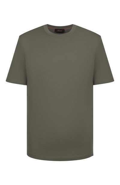 Хлопковая футболка BRIONI хаки цвета по цене 51200 руб., арт. UJSY0L/0D620, фото 1 Хлопковая футболка BRIONI, арт. UJSY0L/0D620, фото 1