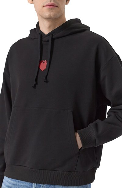 Хлопковое худи HUGO черного цвета по цене 17950 руб., арт. 50530577, фото 5 Хлопковое худи HUGO, арт. 50530577, фото 5