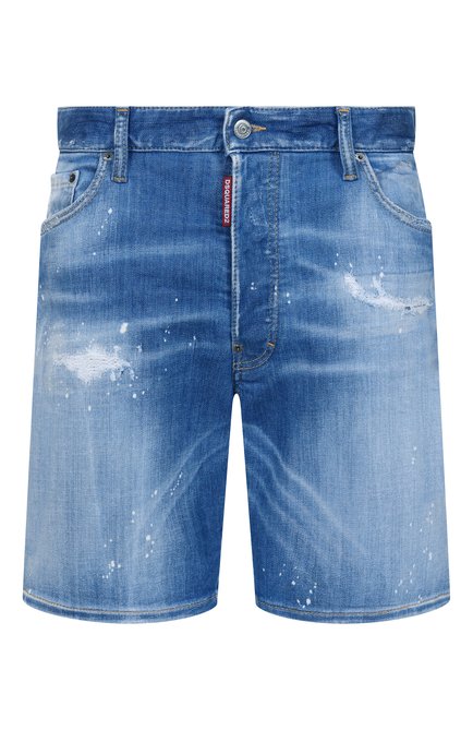 Мужские джинсовые шорты DSQUARED2 синего цвета, арт. S74MU0881/S30872 | Фото 1 (Материал внешний: Хлопок; Материал сплава: Проставлено; Драгоценные камни: Проставлено; Длина Шорты М: До колена)