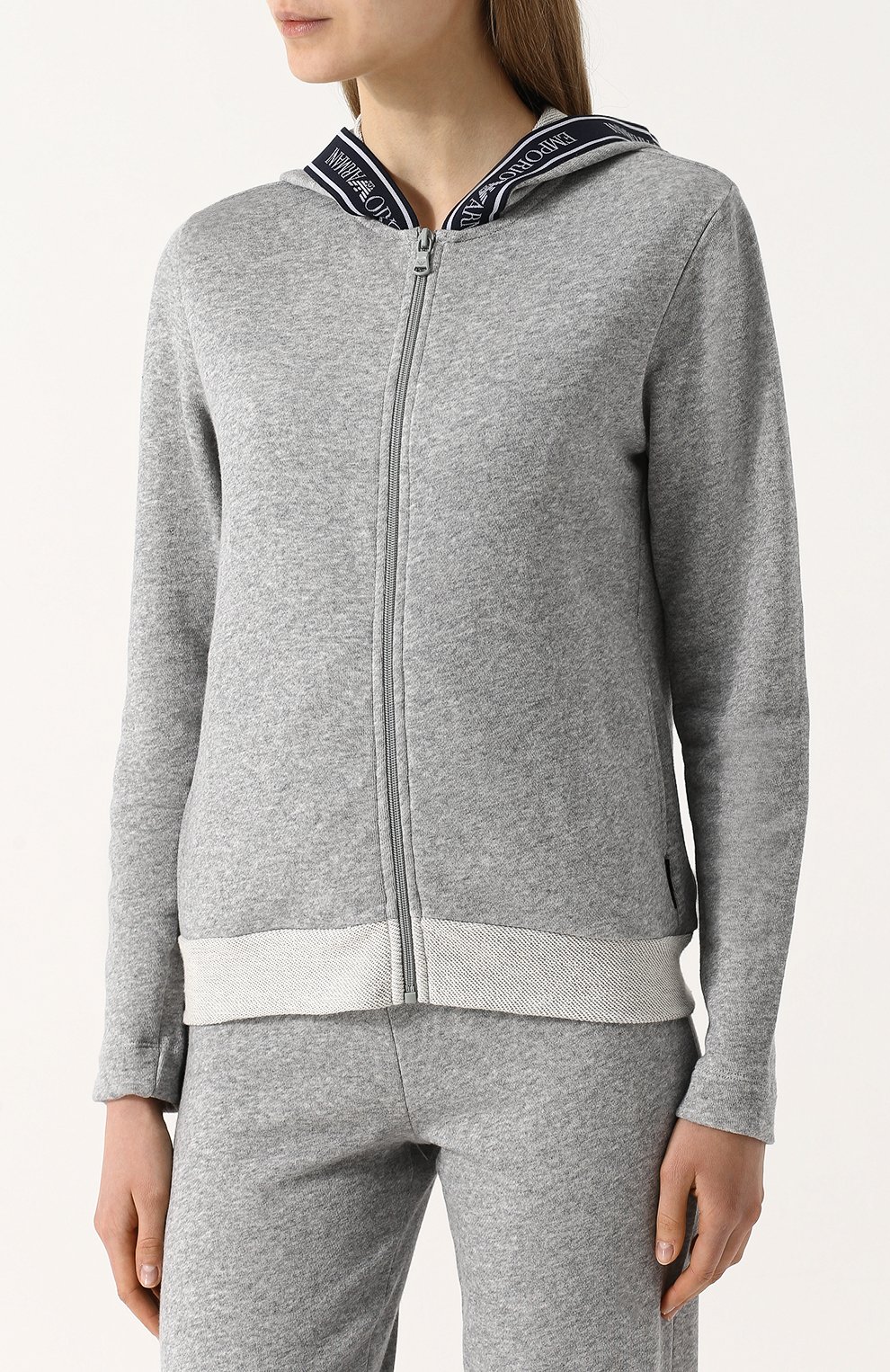 Хлопковый кардиган на молнии с капюшоном EMPORIO ARMANI, арт. 164076/8P287, фото 3