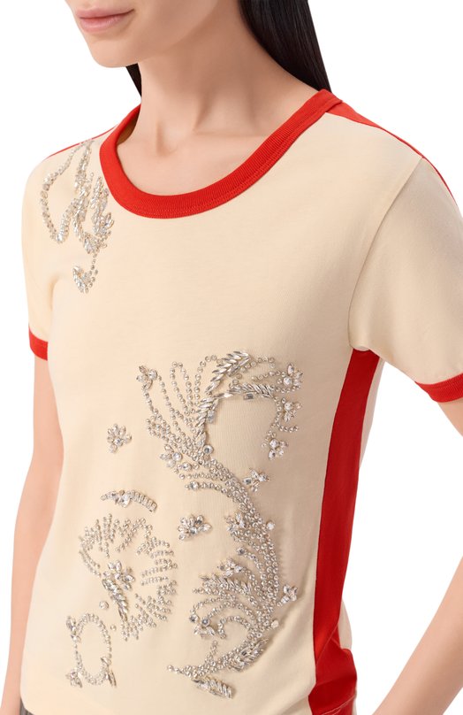 Хлопковая футболка Dries Van Noten 011117/3603 Кремовый  011117/3603 Фото 5