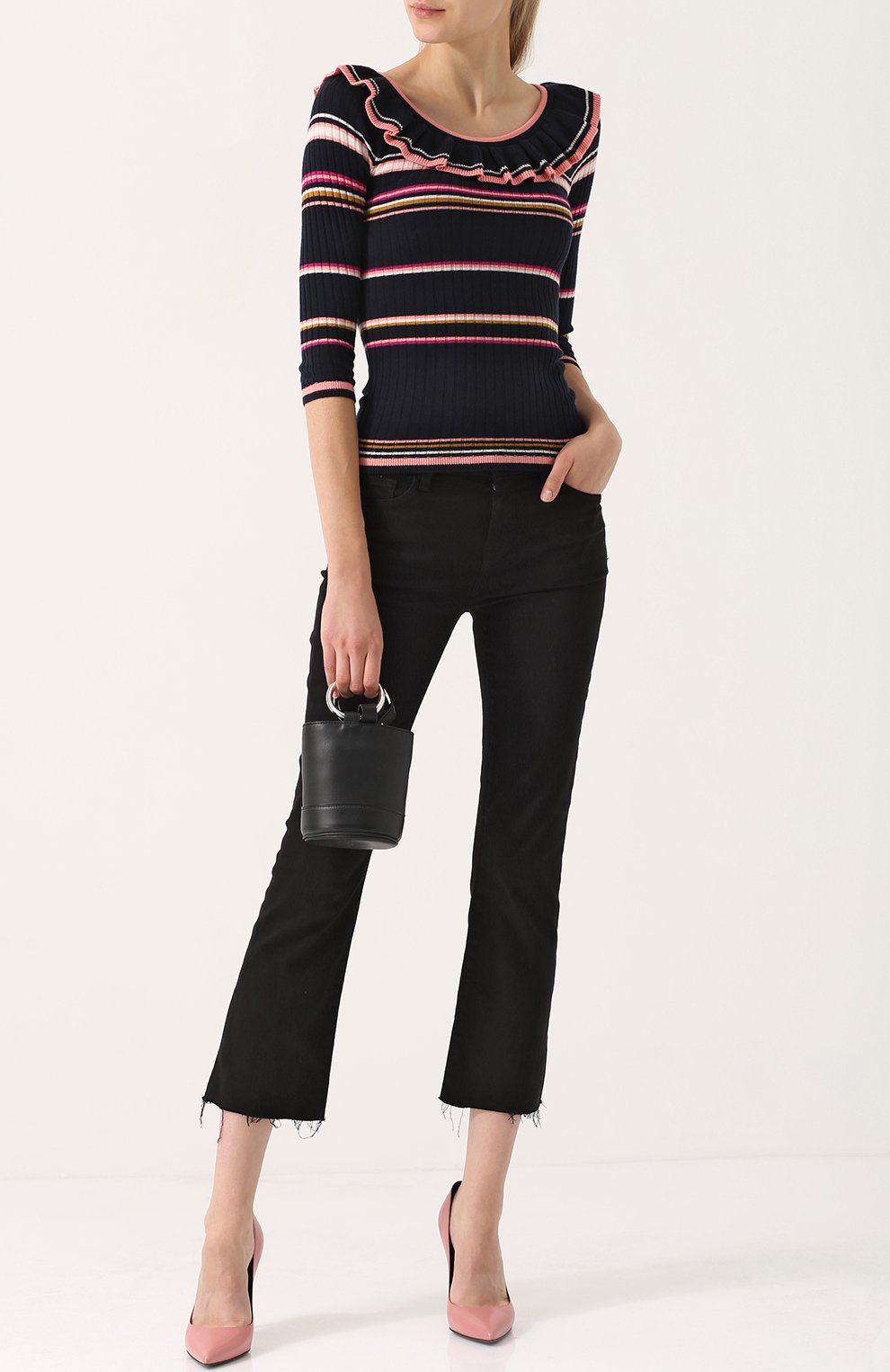 Облегающий пуловер с длинным рукавом и оборкой REBECCA TAYLOR, арт. 417816Y531, фото 2