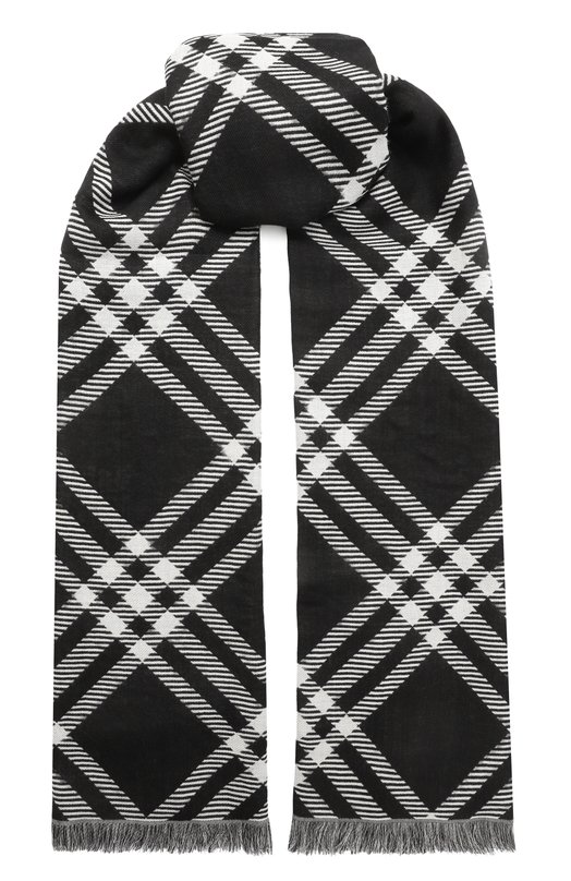 Шарф из шерсти и шелка Burberry 8110162 Чёрно-белый 8110162