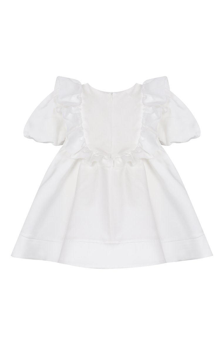 Детское платье BLUMARINE молочного цвета, арт. BGAB006.0.RA010/12M-2A | Фото 2 (Рукава: Короткие; Материал внешний: Синтетический материал; Материал подклада: Вискоза; Случай: Вечерний; Девочки Кросс-КТ: Платье-одежда; Ростовка одежда: 12 мес | 80 см, 18 мес | 86 см, 24 мес | 92 см)
