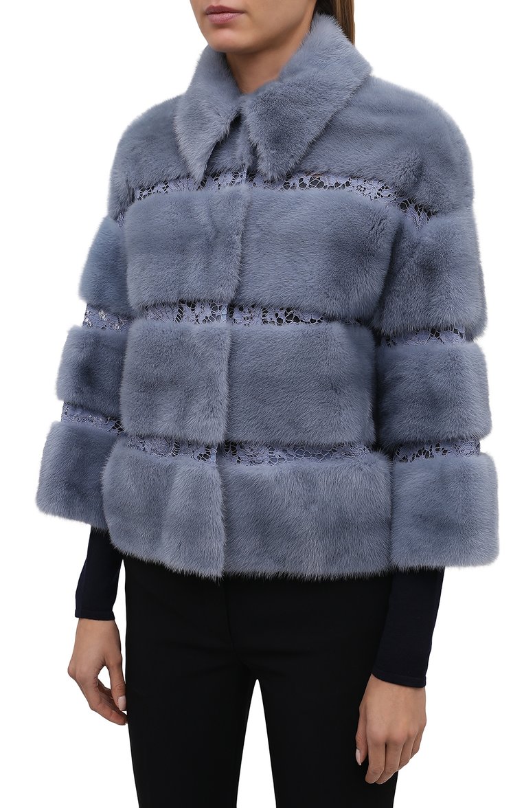 Женская шуба из меха норки VALENTINO голубого цвета, арт. TF3FB6601HF | Фото 3 (Материал внешний: Натуральный мех; Материал подклада: Синтетический материал; Рукава: 3/4; Длина (верхняя одежда): Короткие; Женское Кросс-КТ: Мех; Стили: Романтичный; Драгоценные камни: Проставлено; Нос: Не проставлено; Материал сплава: Проставлено; Региональные ограничения белый список (Axapta Mercury): Не проставлено; Кросс-КТ: Куртка)