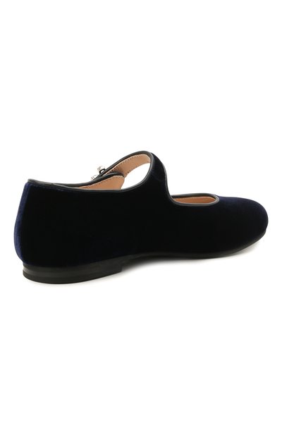 Бархатные балетки IL GUFO синего цвета по цене 22450 руб., арт. G285/VELLUT0 ACC0PP/27-30, фото 3 Бархатные балетки IL GUFO, арт. G285/VELLUT0 ACC0PP/27-30, фото 3