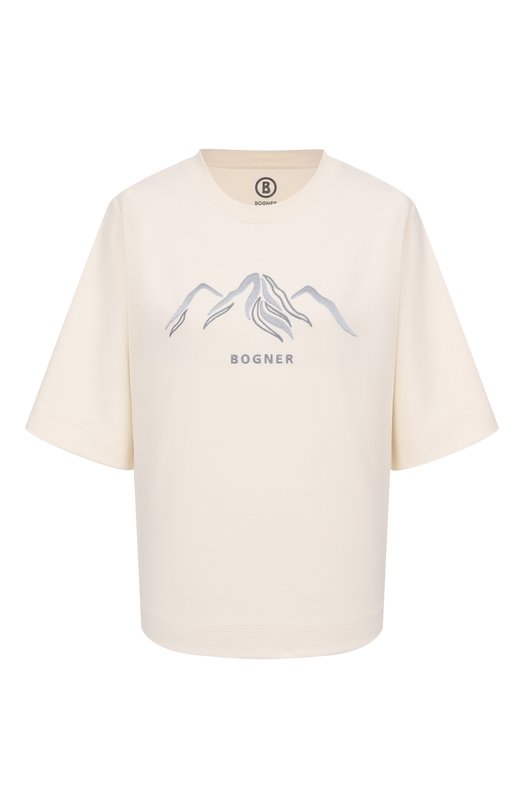 Хлопковая футболка Bogner 56531046 Кремовый 56531046