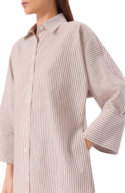 Рубашка изо льна и хлопка Pietro Brunelli CA2514/LI0028 Коричневый  CA2514/LI0028 Фото 5