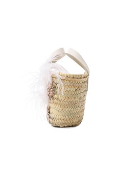 Женская сумка L'ALINGI белого цвета, арт. FEATHER BASKET BAG/RATTAN | Фото 4 (Женское Кросс-КТ: Сумка-пляжные сумки; Материал: Натуральная кожа, Растительное вол�окно; Материал сплава: Проставлено; Драгоценные камни: Проставлено; Размер: large)