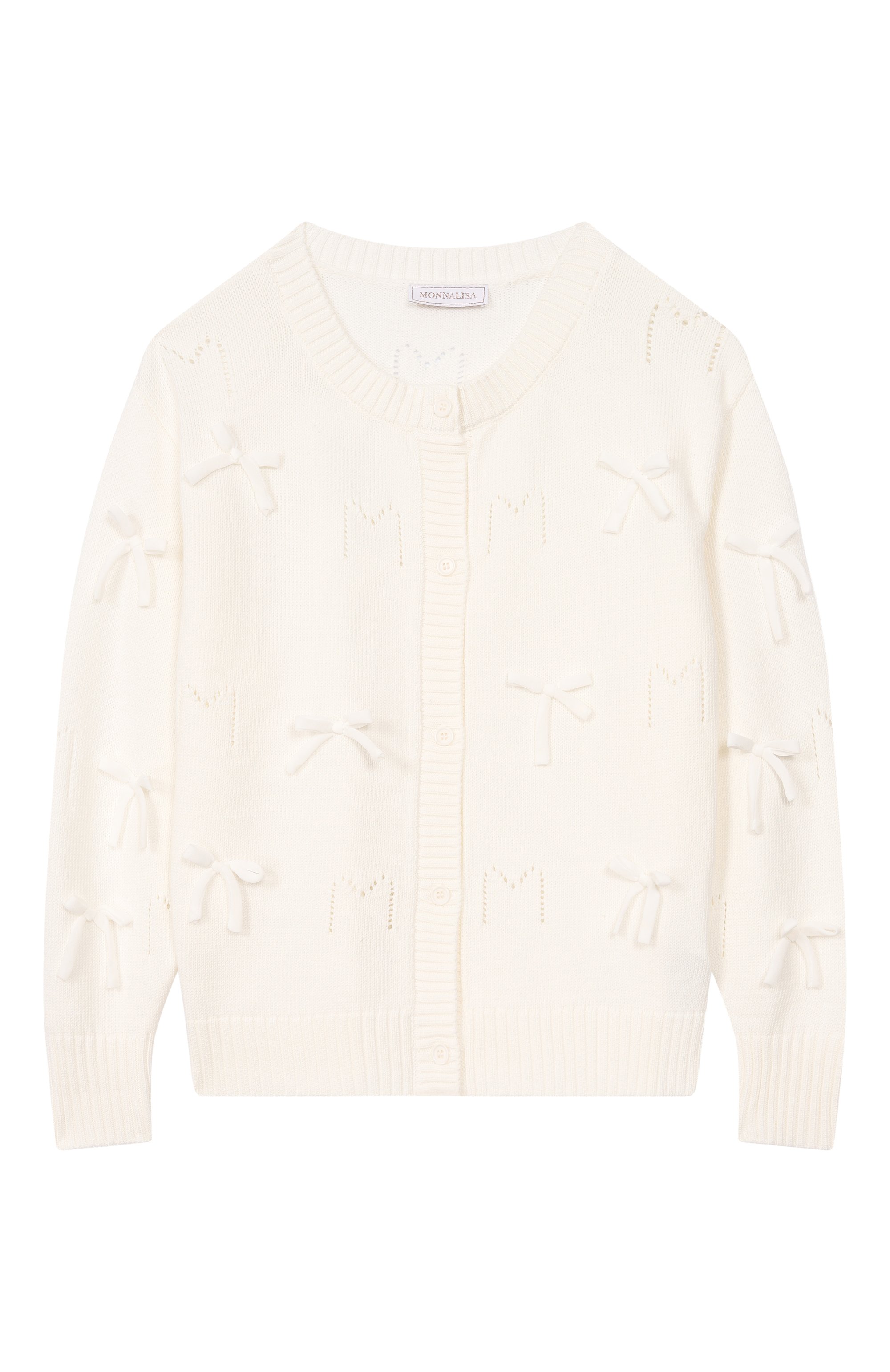 Кардиган из вискозы MONNALISA молочного цвета по цене 20700 руб., арт. 17G801, фото 1 Кардиган из вискозы MONNALISA, арт. 17G801, фото 1