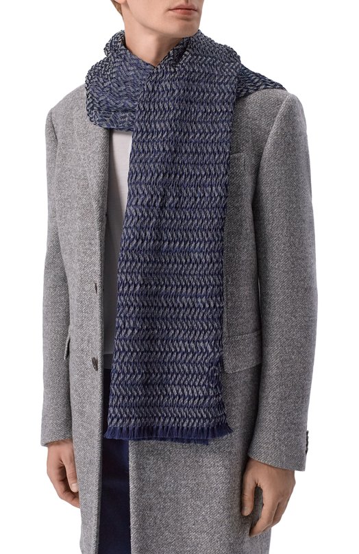 Шарф из шелка и вискозы Giorgio Armani GM002975/TE21536 Синий  GM002975/TE21536 Фото 2