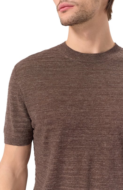 Джемпер изо льна и шелка Corneliani 25M565-2525114 Коричневый  25M565-2525114 Фото 5