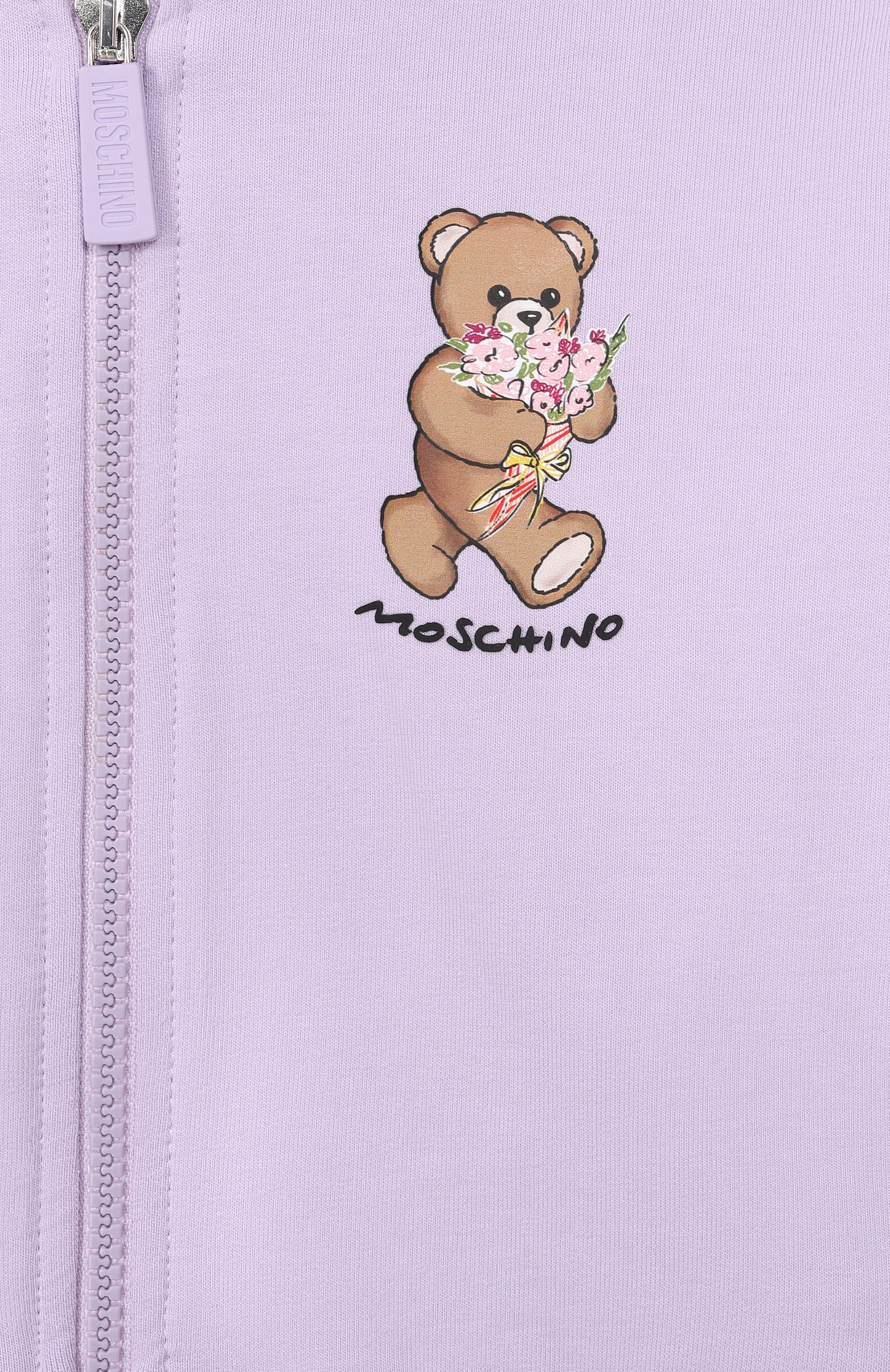 Костюм из толстовки и брюк MOSCHINO сиреневого цвета по цене 28900 руб., арт. HAK033/LDA00, фото 6 Костюм из толстовки и брюк MOSCHINO, арт. HAK033/LDA00, фото 6