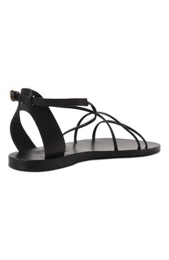 Женские кожаные сандалии meloivia ANCIENT GREEK SANDALS черного цвета, арт. MEL0IVIA/PLATINUM | Фото 5 (Драгоценные камни: Проставлено; Подошва: Плоская; Материал сплава: Проставлено; Каблук высота: Низкий; Материал внешний: Натуральная кожа)