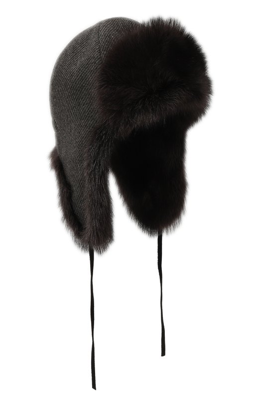 Шапка-ушанка Бруклин с отделкой из меха фишера FurLand 0130909710005300068 Коричневый 0130909710005300068